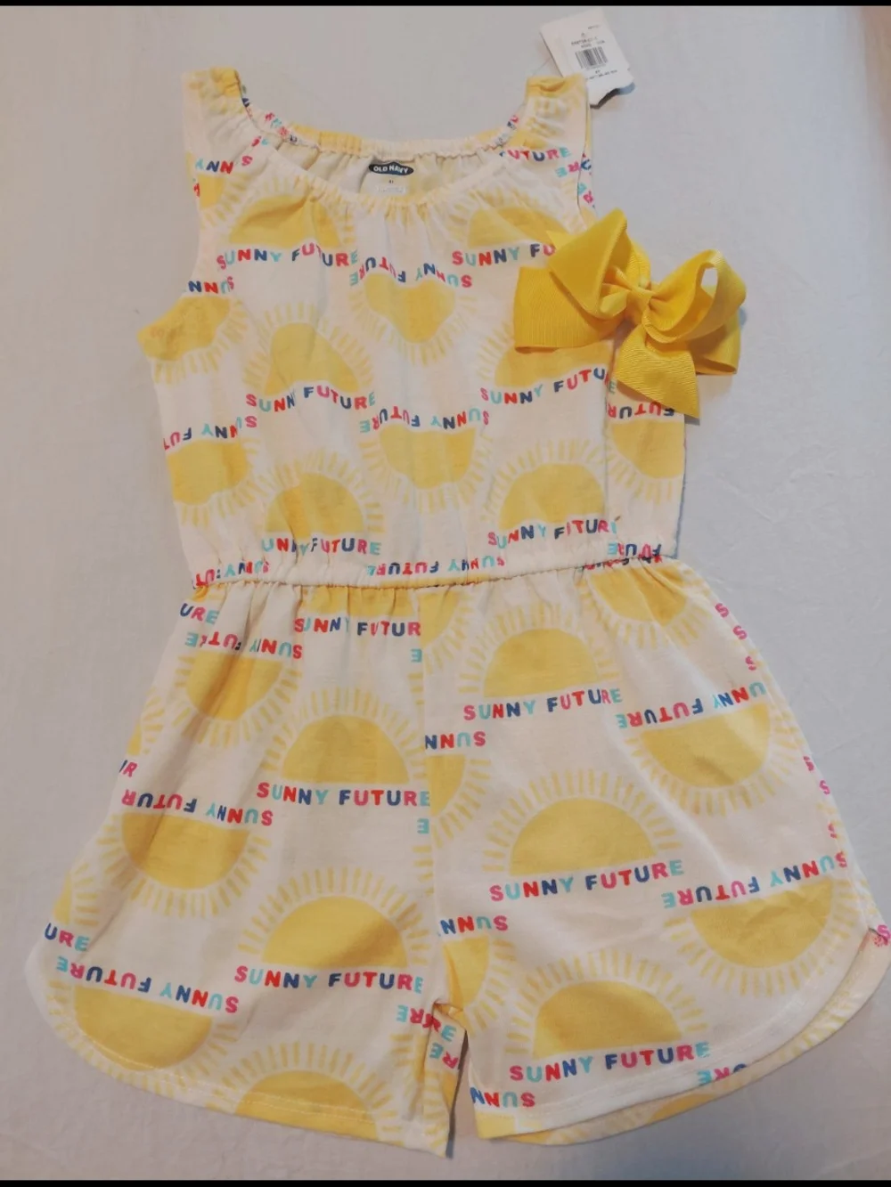 Old Navy Yellow Sunny Future Girls' Tank & Short Romper with Bow